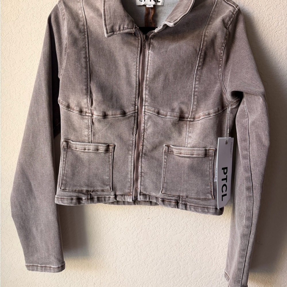 PTCL Women's Washed Gray Jean Jacket